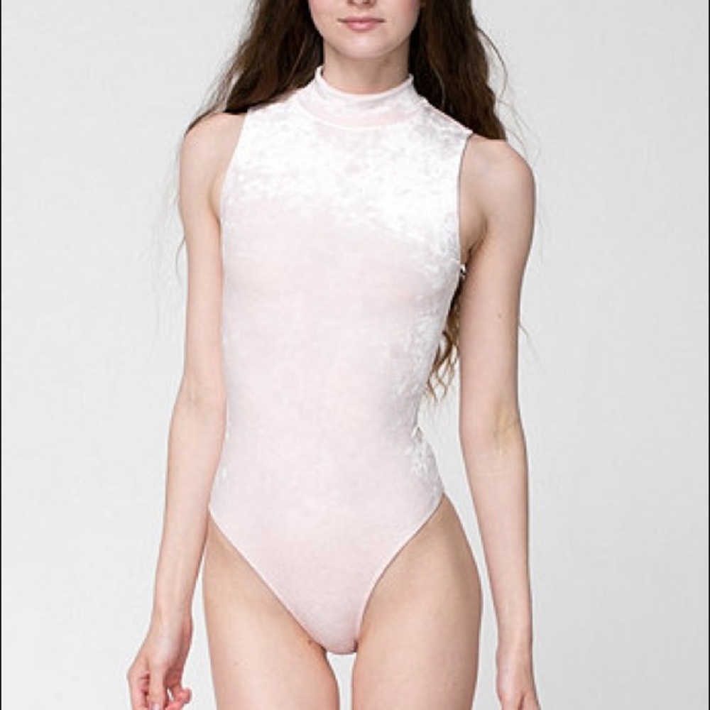 American Apparel Heavenly Pink Velvet Bodysuit